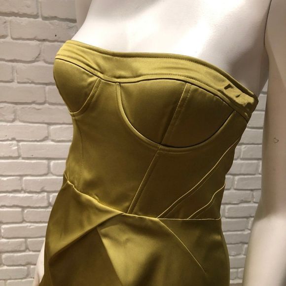 CHARTRUESE BUSTIER CORSET DRESS STRUCTURED BONED BUSTIER HIGH WAIST BELOW KNEE - Picture 9 of 15